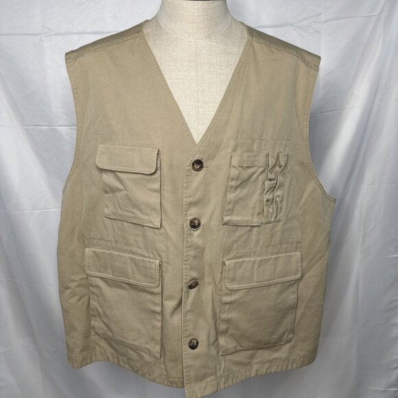 Duluth Trading Company Vest Men's 3XL Pocket Fishing Work Hunting Khaki Brown
